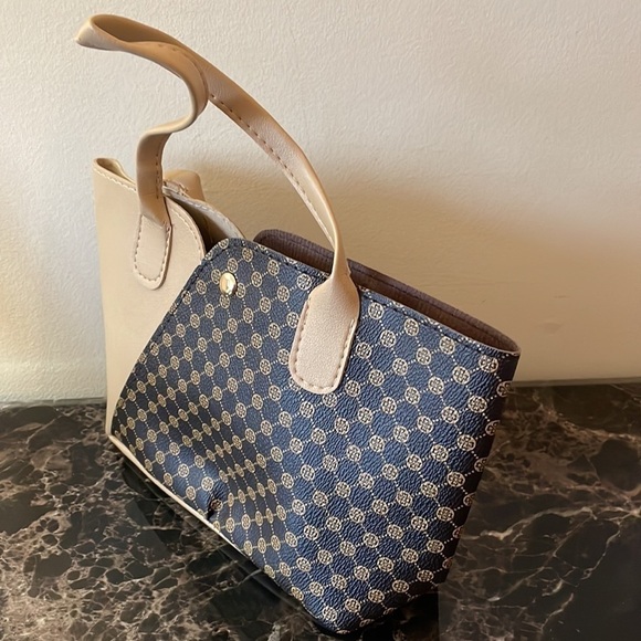 Brown Checkered Pattern Mini Tote Bag - Picture 12 of 13